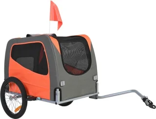 Fietskar voor honden - oranje/grijs