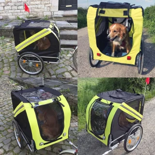 Fietskar voor Honden Zwart-Geel