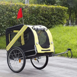 Fietskar voor Honden Zwart-Geel