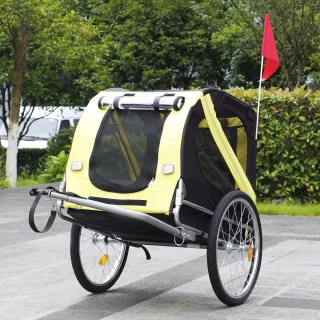 Fietskar voor Honden Zwart-Geel
