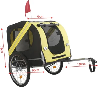 Fietskar voor Honden Zwart-Geel