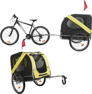 Fietskar voor Honden Zwart-Geel