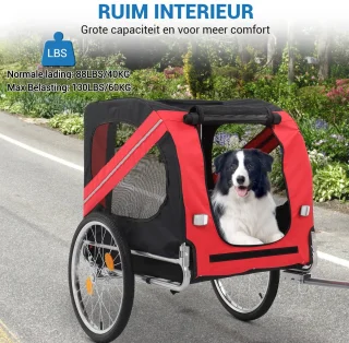 Wat vinden we goed aan de Gloovon® Hondenfietskar 80 x 55 x 55 cm - Rood/Zwart