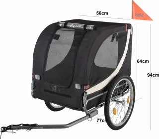 HiPet Hondenfietskar en Buggy L Zwart/Grijs