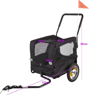 HiPet Hondenfietskar M Zwart/Grijs Max 20 kg