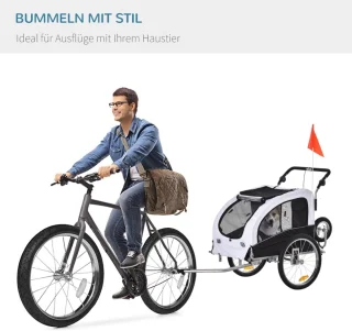 Honden Fietskar Wit/Zwart L155xB83xH108 cm