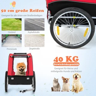 Hondenaanhanger Fiets 40 kg Inklapbaar