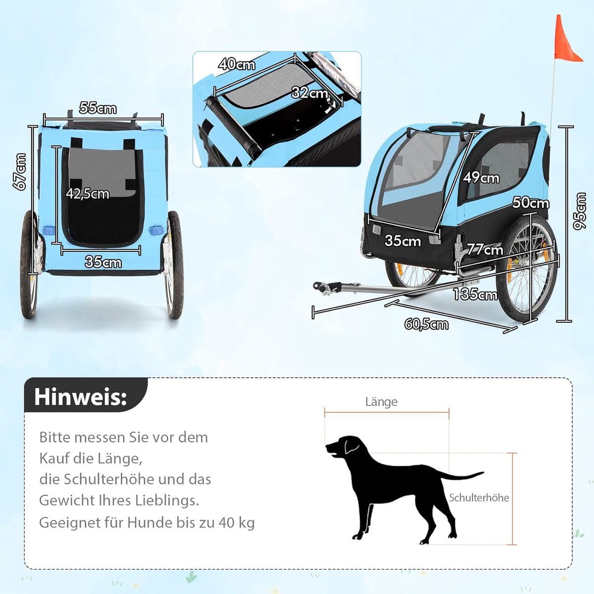 Wat vinden we goed aan de Hondenaanhanger Fiets 40 kg Inklapbaar Voor Kleine en Middelgrote Honden