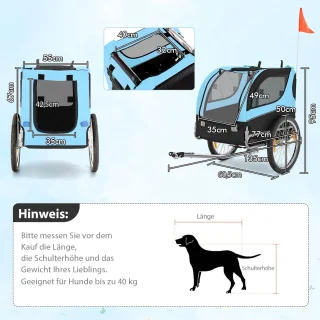 Hondenaanhanger Fiets 40 kg Inklapbaar Voor Kleine en Middelgrote Honden