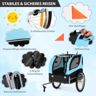 Hondenaanhanger Fiets 40 kg Inklapbaar Voor Kleine en Middelgrote Honden