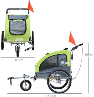 Hondenaanhanger Fietskar Jogging Universeel 155x83x108 cm