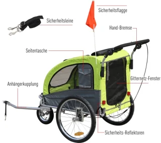 Hondenaanhanger Fietskar Jogging Universeel 155x83x108 cm