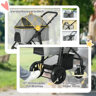 Hondenbuggy 2-in-1 Draagtas en Hondenkar