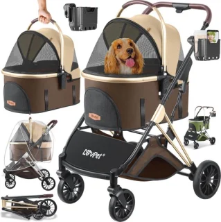 Hondenbuggy 3-in-1 Dierenwagen voor kleine honden en katten