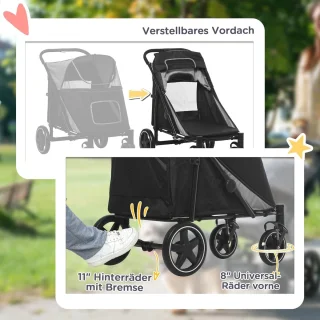 Hondenbuggy met kussen - Grijs