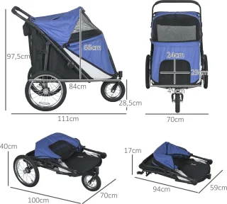 Hondenbuggy voor middelgrote en grote honden