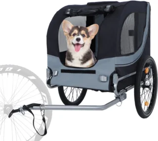 Hondenfietsaanhanger grijs-zwart tot 40 kg