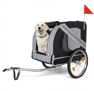 Hondenfietsaanhanger grijs-zwart tot 40 kg