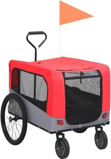 Hondenfietsaanhanger - Rood/Grijs
