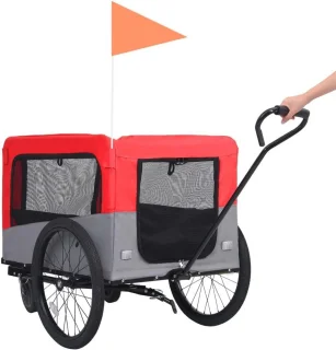 Hondenfietsaanhanger - Rood/Grijs
