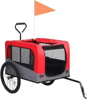 Hondenfietsaanhanger - Rood/Grijs