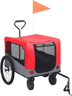 Hondenfietsaanhanger - Rood/Grijs
