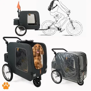 Hondenfietskar 3-in-1 - zwart