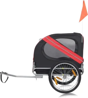 Hondenfietskar Aanhangwagen Rood/Zwart