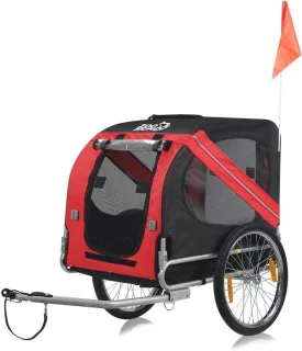 Hondenfietskar Aanhangwagen Rood/Zwart