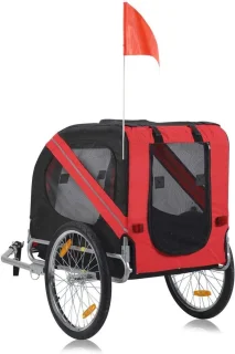 Hondenfietskar Aanhangwagen Rood/Zwart