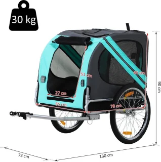 Hondenfietskar Grijs/Groen 130x73x94 cm
