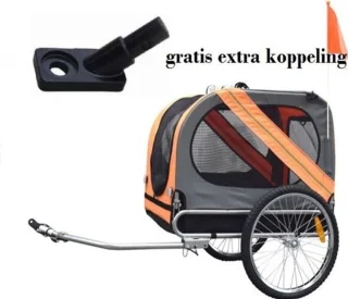 De Hondenfietskar grijs/oranje 80x56,5x63 cm in één oogopslag