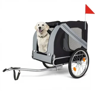 Hondenfietskar hondenaanhanger donkergrijs