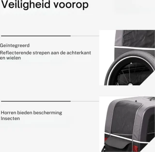 Hondenfietskar Max 30 KG Opvouwbaar Met Reflectoren