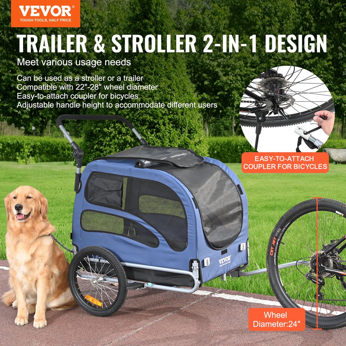 Hondenfietskar Opvouwbaar Blauw/Zwart 144x72.5x84.5 cm Tot 45 kg