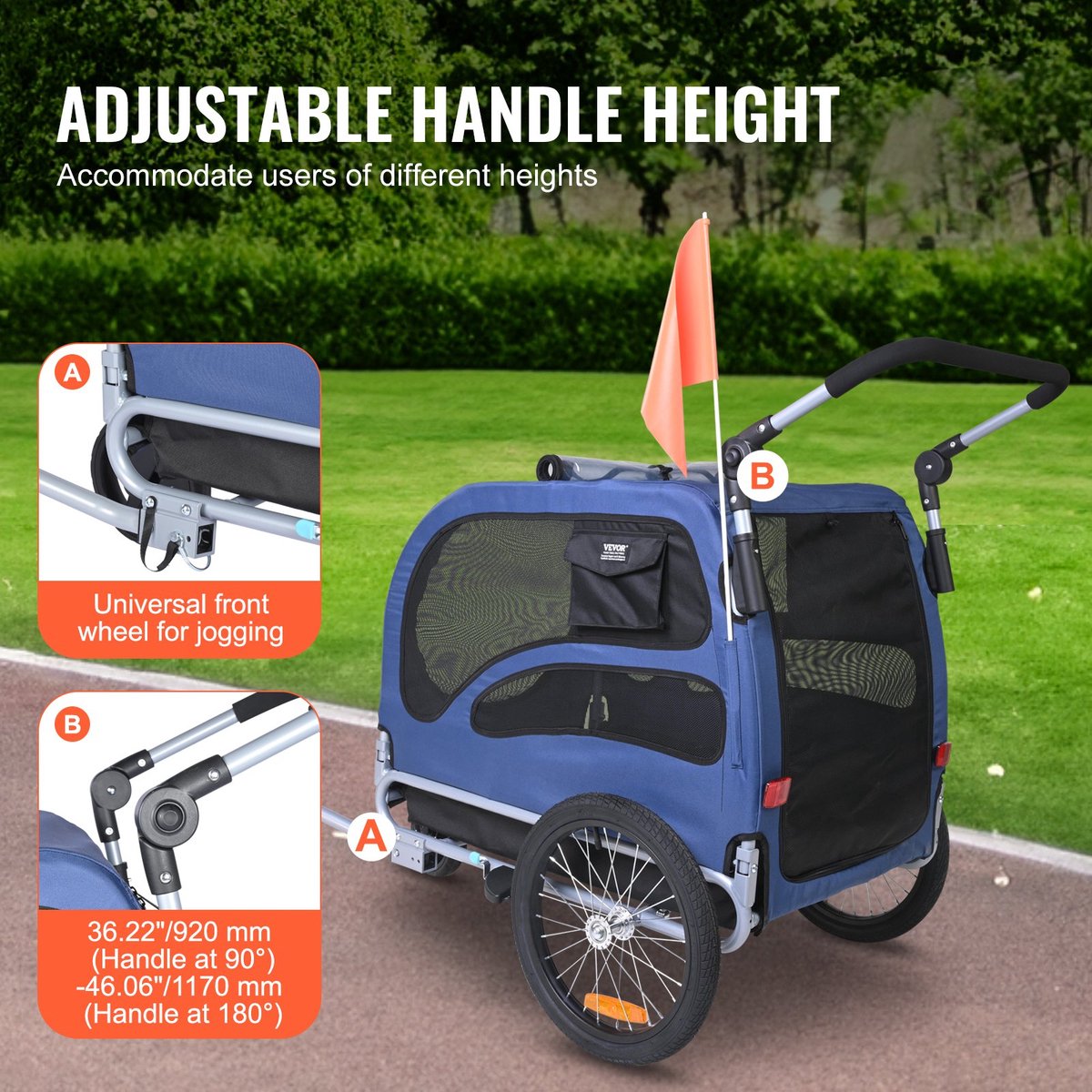 Hondenfietskar Opvouwbaar Blauw/Zwart 144x72.5x84.5 cm Tot 45 kg