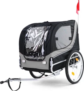 Hondenfietskar Opvouwbaar Grijs/Zwart Tot 40 KG