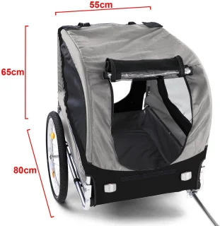 Hondenfietskar Opvouwbaar Grijs/Zwart Tot 40 KG