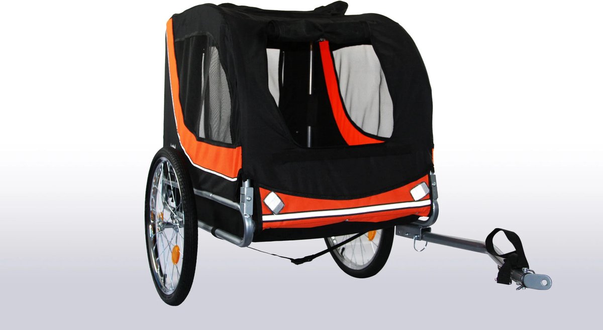 De Hondenfietskar oranje zwart 40 kg opvouwbaar in één oogopslag