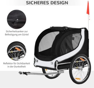 Wat vinden we goed aan de Hondenfietskar Staal Wit-Zwart