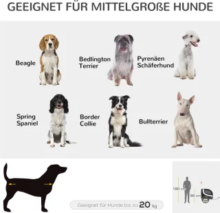 Hondenfietskar Staal Wit-Zwart