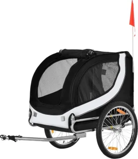 Hondenfietskar Staal Wit-Zwart