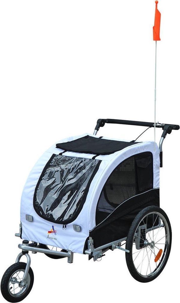 De Hondenfietskar Wit/Zwart 130x90x110 in één oogopslag