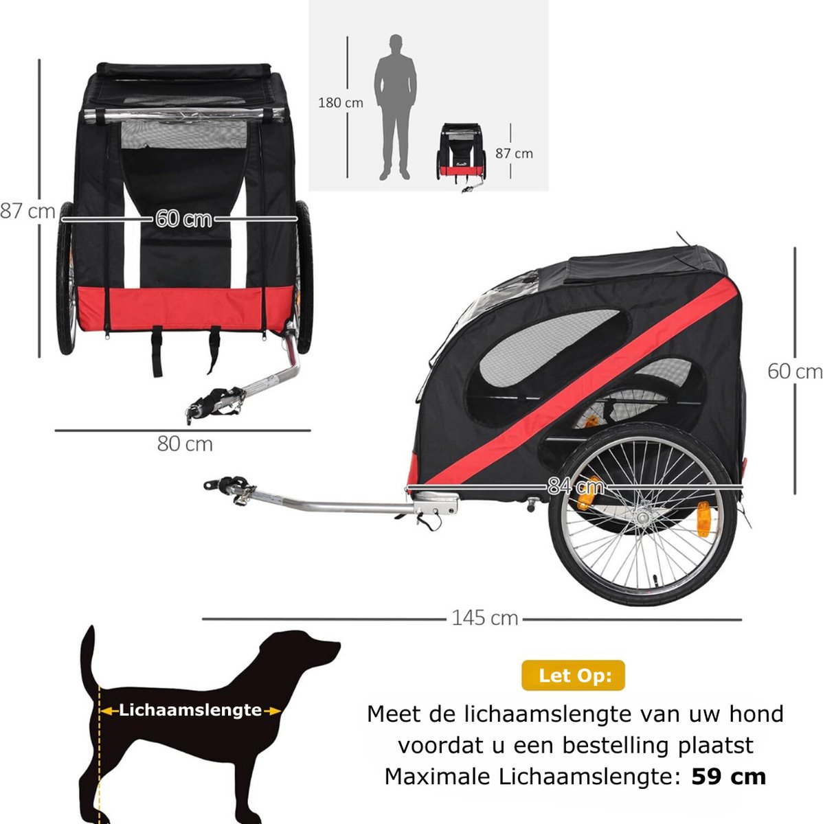 Hondenfietskar XL Opvouwbaar voor eBike en Fiets