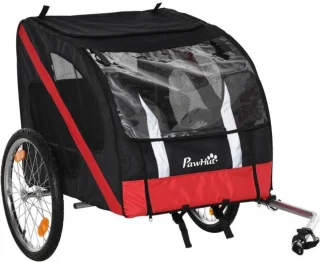 De Hondenfietskar Zwart/Rood 145x80x87 cm in één oogopslag