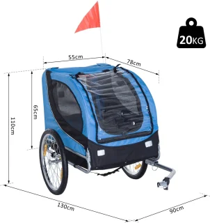 Hondentrailer Fietskar L78xB73xH94 cm Blauw/Zwart