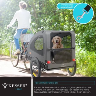 Wat vinden we goed aan de KESSER® hondenfietskar 2in1 antraciet