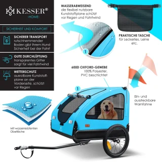 KESSER Hondenfietskar 2in1 Blauw 45 kg
