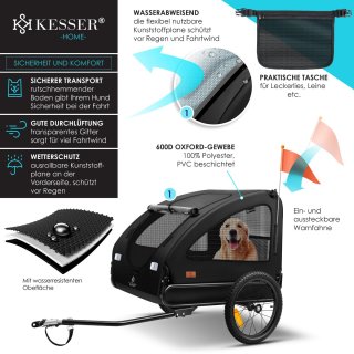 KESSER Hondenfietskar 2in1 tot 45 kg Zwart