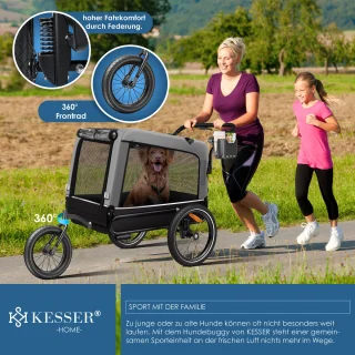 KESSER Hondenfietskar 3in1 40 kg Grijs